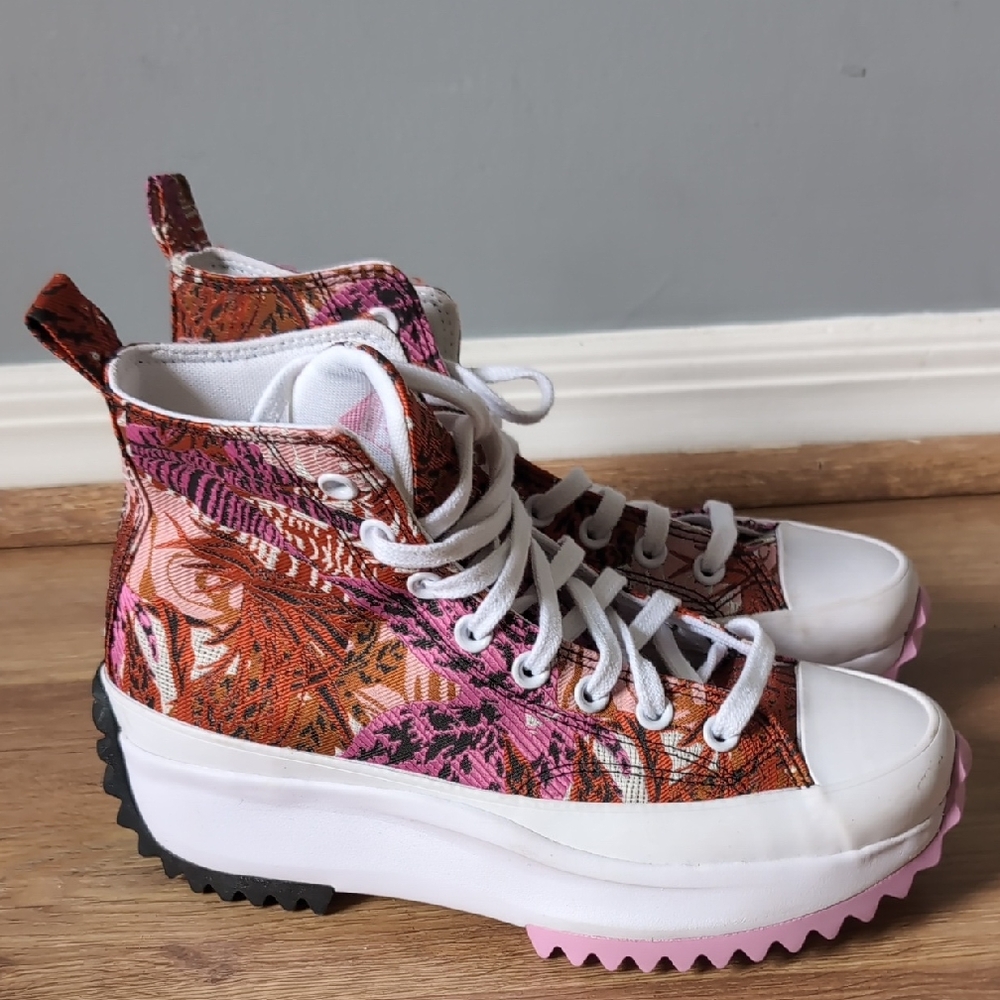 Colorful Floral High-Top Sneakers